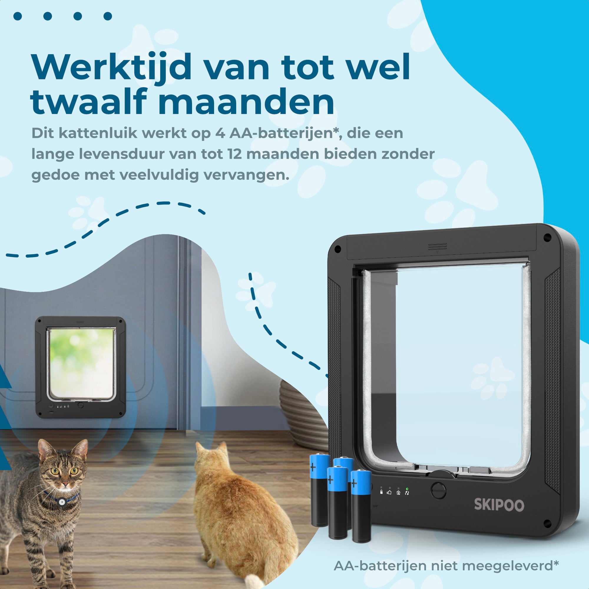 Skipoo Kattenluik Microchip Met Tunnel  - Zwart