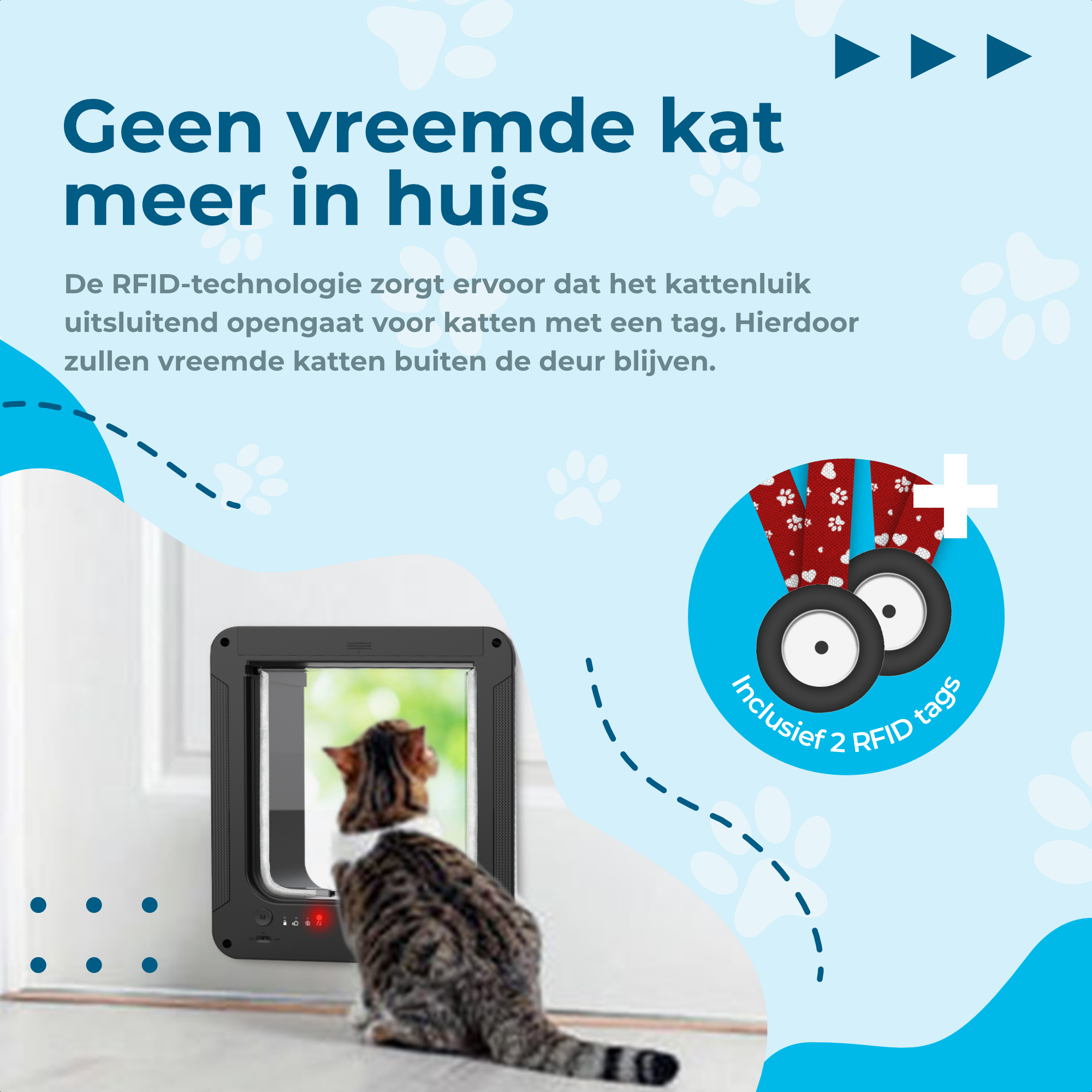 Skipoo Kattenluik Microchip Met Tunnel  - Zwart