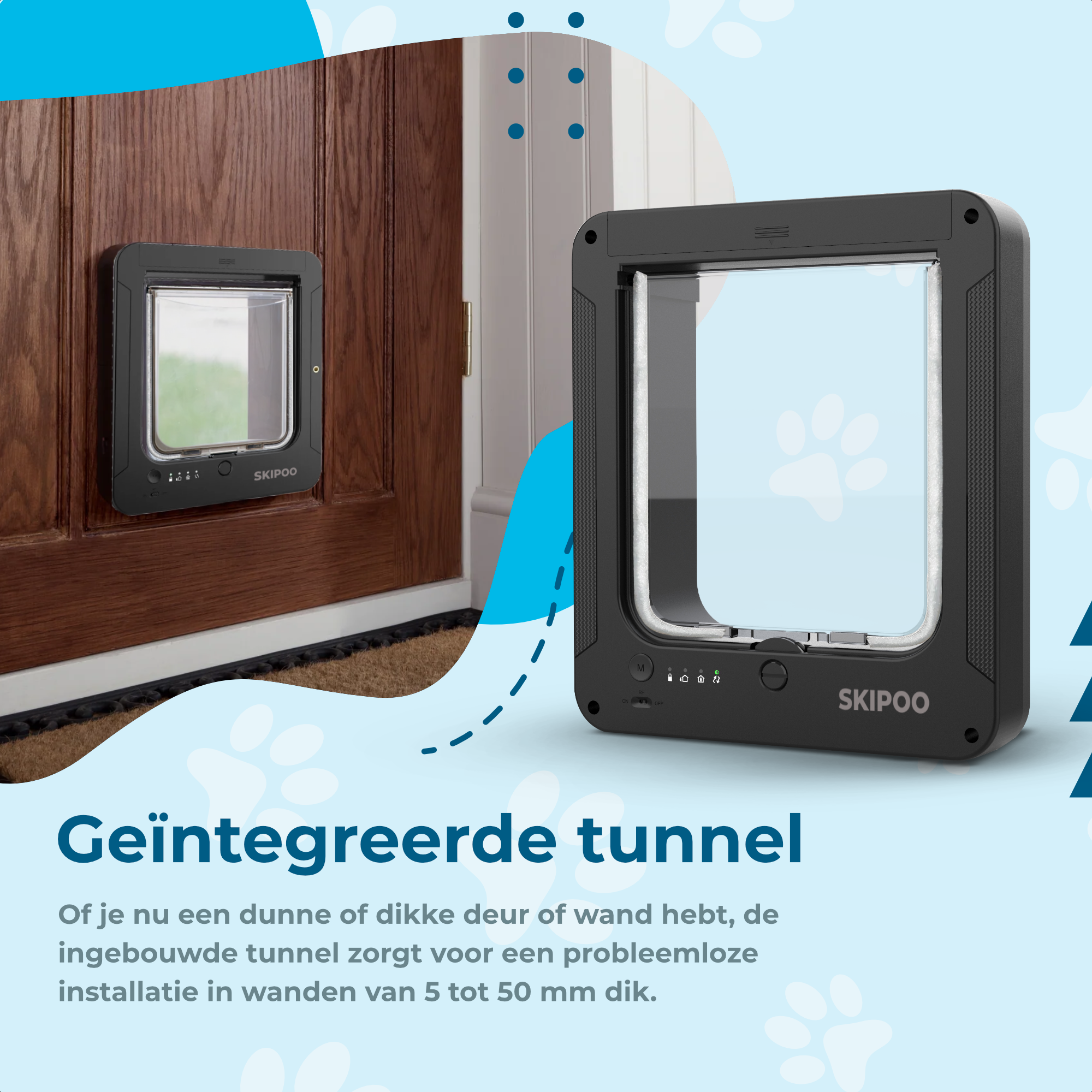 Skipoo Kattenluik Microchip Met Tunnel  - Zwart